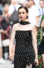 LILY COLLINS on the Set of Emily In Paris in Venice 08/19/2025