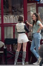 LILY COLLINS on the Set of Season 5 of Emily in Paris in Paris 08/04/2025