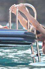 MICHELLE HUNZIKER in a Red Bikini on Vacation in Amalfi, August 2025