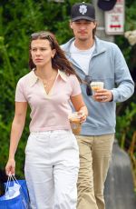 MILLIE BOBBY BROWN and Jake Bongiovi Out Shopping in The Hamptons 08/21/2025
