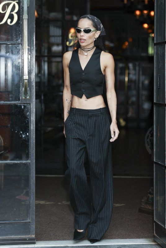 ZOE KRAVITZ Leaves Bowery Hotel in New York City 08/11/2025