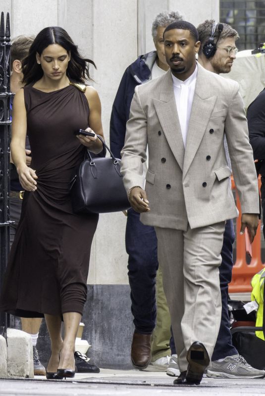 ADRIA ARJONA and Michael B. Jordan on the Set of The Thomas Crown Affair in London 09/03/2025
