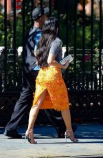 DUA LIPA in a Gucci Floral Skirt Out in New York City 09/18/2025
