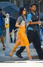DUA LIPA in a Gucci Floral Skirt Out in New York City 09/18/2025