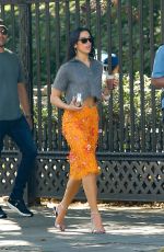 DUA LIPA in a Gucci Floral Skirt Out in New York City 09/18/2025