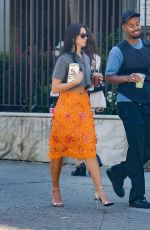DUA LIPA in a Gucci Floral Skirt Out in New York City 09/18/2025
