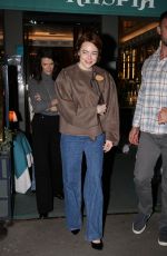 EMMA STONE Leaves Louis Vuitton Private Party at Caviar Kaspia in Paris 09/28/2025