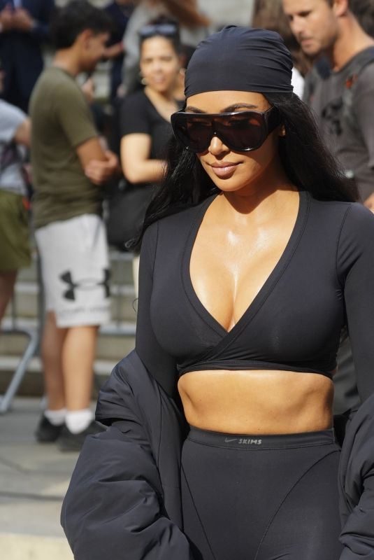 KIM KARDASHIAN Arrives at New York Public Library for SKIMS x Nike Fashion Show 09/24/2025