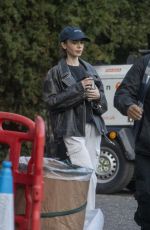 LILY COLLINS on the Set of Close Personal Friends in London 09/21/2025