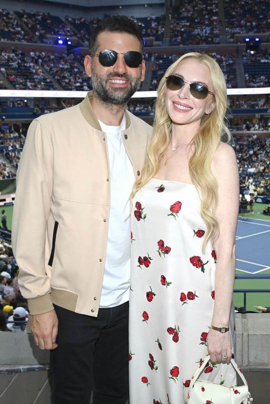 LINDSAY LOHAN at US Open Tennis Championships at USTA Billie Jean King National Tennis Center 08/31/2025