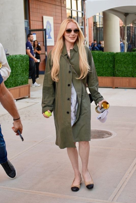 LINDSAY LOHAN Leaves US Open Finals in New York 09/08/2025