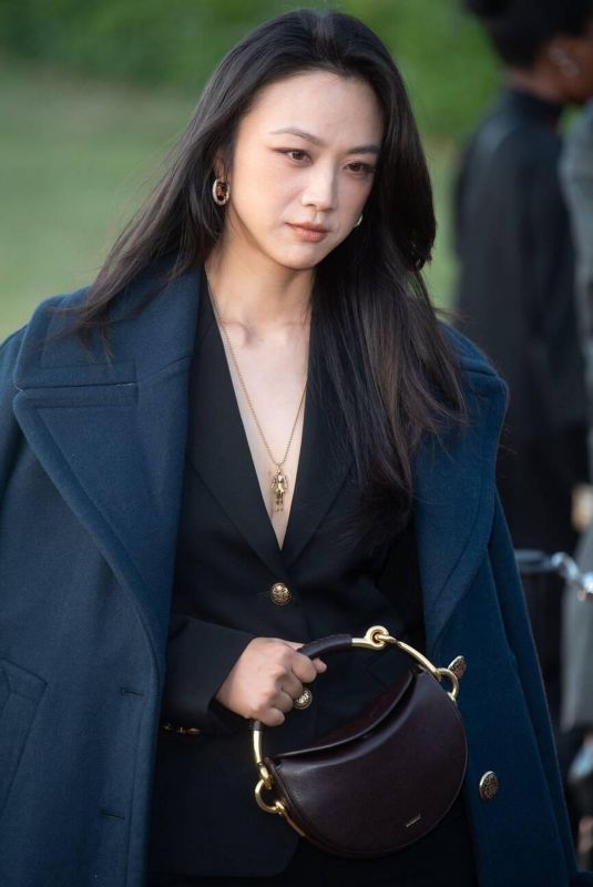 TANG WEI at Burberry Show at London Fashion Week at Hyde Park in London 09/22/2025