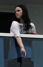 BILLIE EILISH on Her Hotel Balcony After She Was Assaulted During Her Concert in Miami 10/13/2025