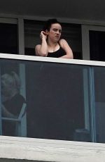 BILLIE EILISH on Her Hotel Balcony in Miami 10/12/2025