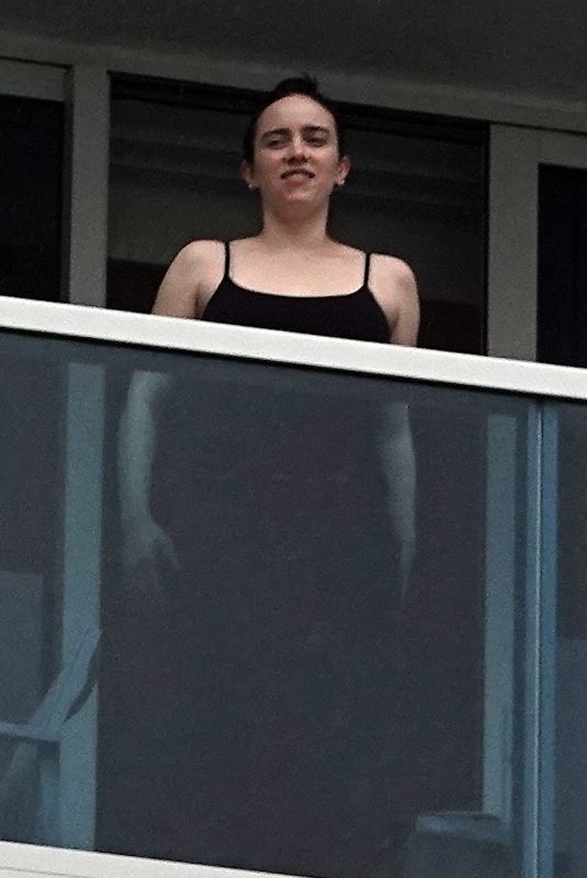 BILLIE EILISH on Her Hotel Balcony in Miami 10/12/2025