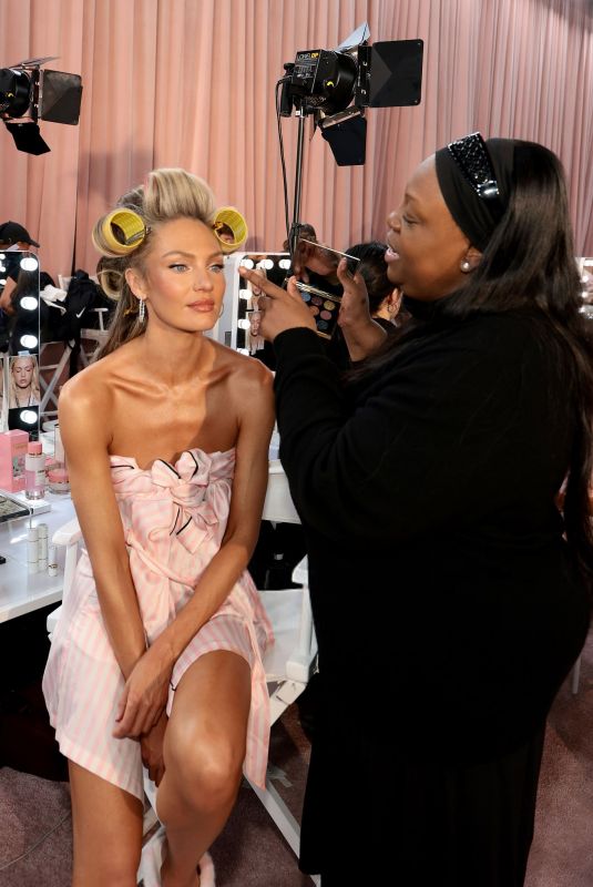 CANDICE SWANEPOEL in the Backstage at Victoria’s Secret Fashion Show 2025 in New York City 10/15/2025