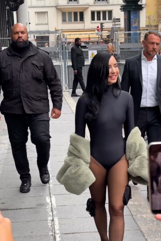 DEMI LOVATO in a Black Bodysuit Out in Paris 10/06/2025