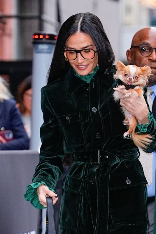 DEMI MOORE Out with Her Dog in New York 10/25/2025