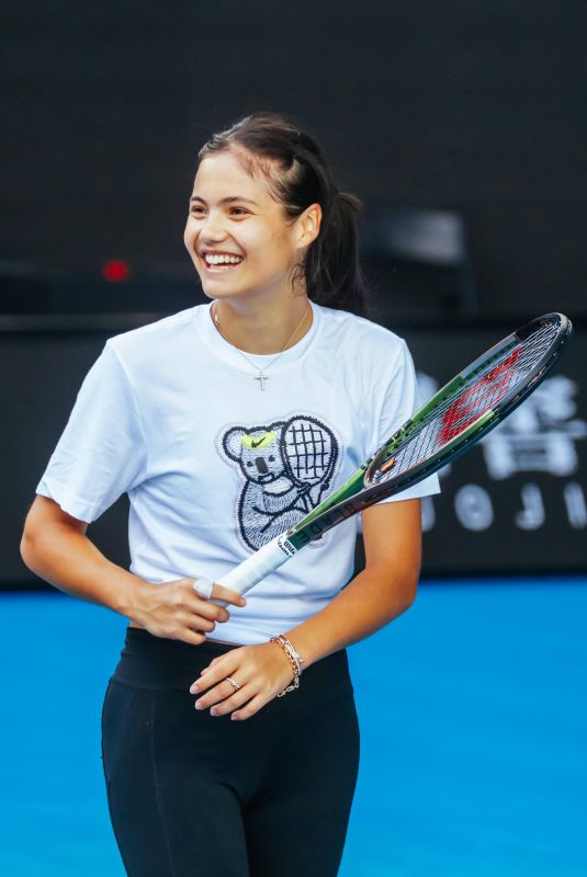 EMMA RADUCANU at Practice Session Ahead of the Australian Open in Melbourne 01/14/2022