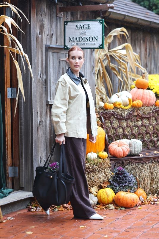 EMMA ROBERTS Out for Halloween Shopping at Sag Harbor in New York 10/30/2025