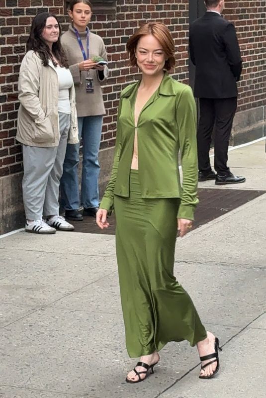 EMMA STONE Arrives at Late Show With Stephen Colbert in New York City 10/22/2025