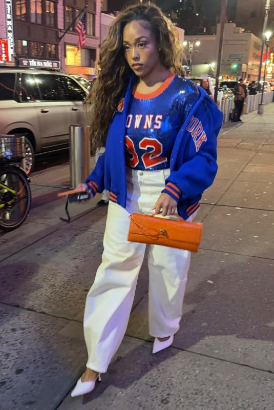 JORDYN WOODS Arrives at MSG to Watch Knicks Play in New York 10/22/2025