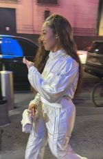 JORDYN WOODS in a White Tracksuit Arrives at Knicks Game in New York City 10/24/2025