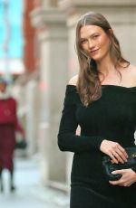KARLIE KLOSS in a Black Evening Dress Out and About in New York City 10/27/2025