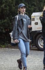 LILY COLLINS on the Set of Close Personal Friends in London 10/07/2025