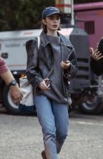 LILY COLLINS on the Set of Close Personal Friends in London 10/07/2025