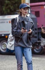 LILY COLLINS on the Set of Close Personal Friends in London 10/07/2025