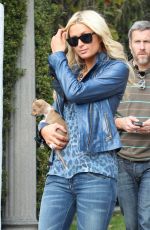 PARIS HILTON in Double Denim Filming a Reality Show in Beverly Hills 12/10/2010