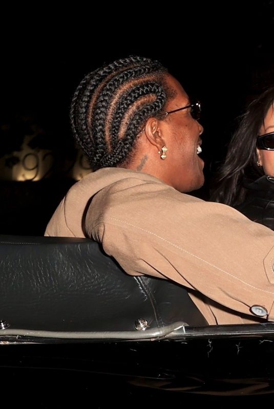 RIHANNA and ASAP Rocky Celebrate His 37th Birthday in Classic Convertible Rolls Royce Out in West Hollywood 10/03/2025