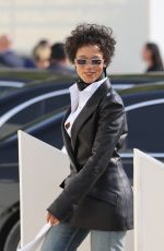TAYLOR RUSSELL Arrives at Christian Dior Fashion Show at Paris Fashion Week 10/01/2025