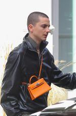 Timothee Chalamet Matches His Hermes Mini Kelly Bag and Watch out in New York 10/10/2025