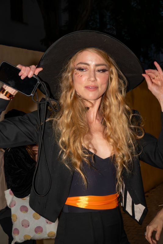 AMBER HEARD Out for Halloween in Madrid 10/31/2025