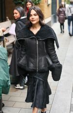 ARIANA GREENBLATT Leaves Her Hotel in a Leather Jacket and Satin Midi Skirt in London 11/05/2025