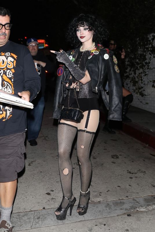 DOVE CAMERON Arrives at Vas J Morgan’s Halloween Party in Los Angeles 10/31/2025