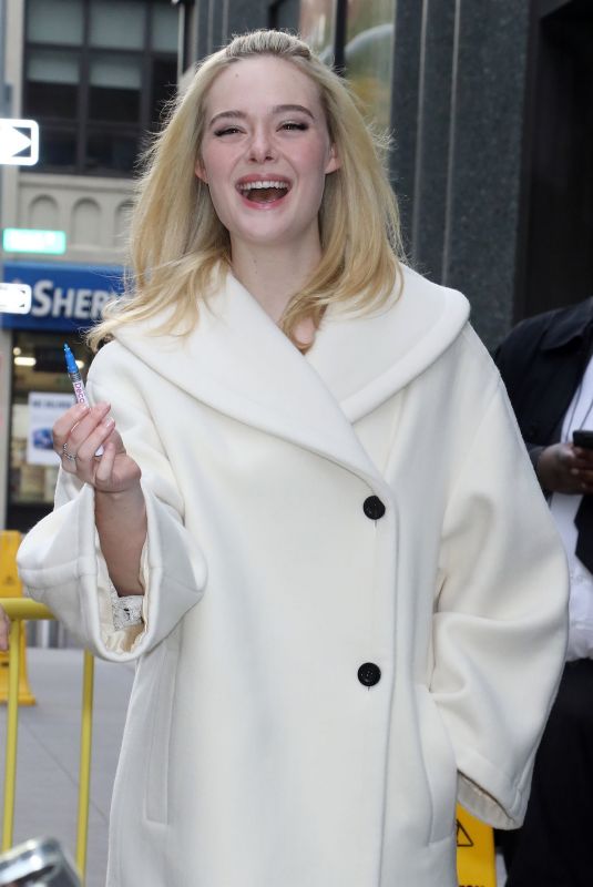 ELLE FANNING Arrives at Good Morning America Studio in New York City 11/07/2025
