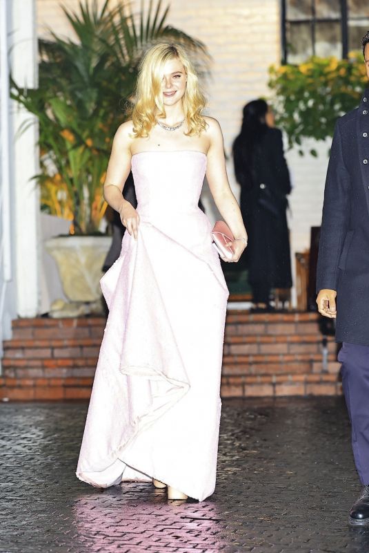 ELLE FANNING Arrives at Governors Awards Afterparty at Chateau Marmont in West Hollywood 11/16/2025