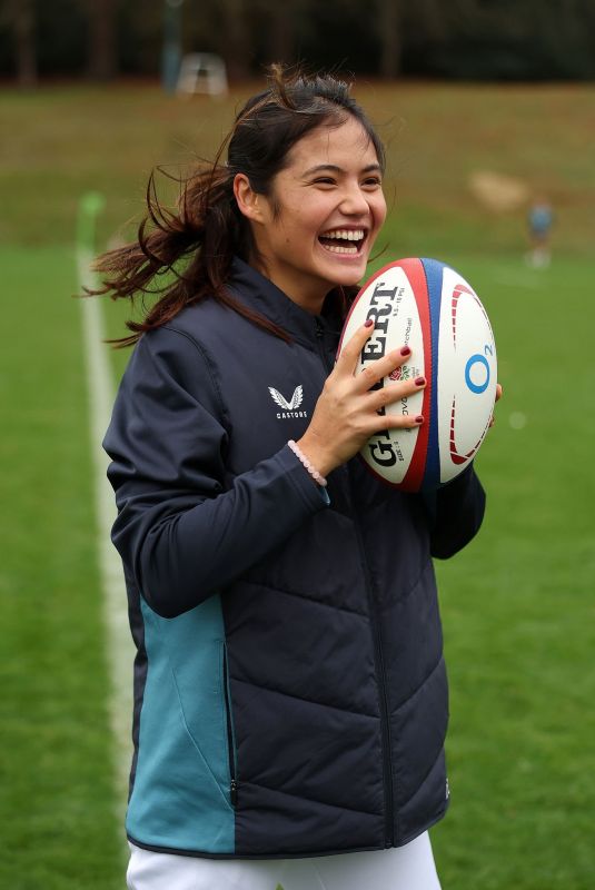 EMMA RADUCANU Visits an England Rugby Training Session at Pennyhill Park in Bagshot 11/11/2025