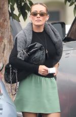 HILARY DUFF in a Kneehigh Boots and Green Skirt Out in Los Angeles 11/12/2025