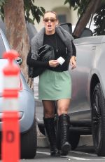 HILARY DUFF in a Kneehigh Boots and Green Skirt Out in Los Angeles 11/12/2025
