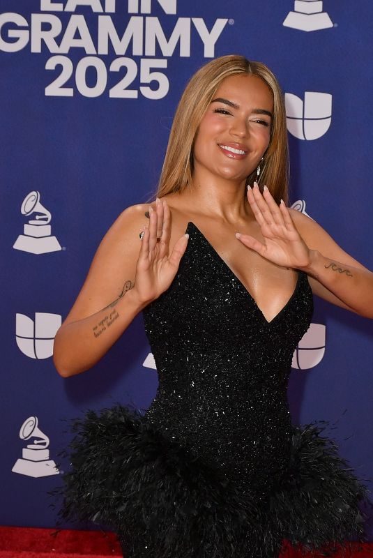 KAROL G at 26th Latin Grammy Awards at MGM Grand Garden Arena in Las Vegas 11/13/2025