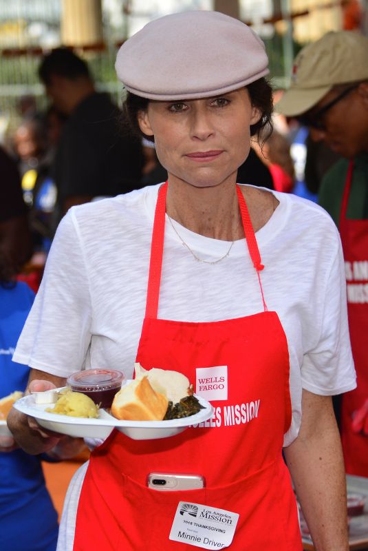 MINNIE DRIVER at Thanksgiving Dinner at LA Mission 11/21/2018