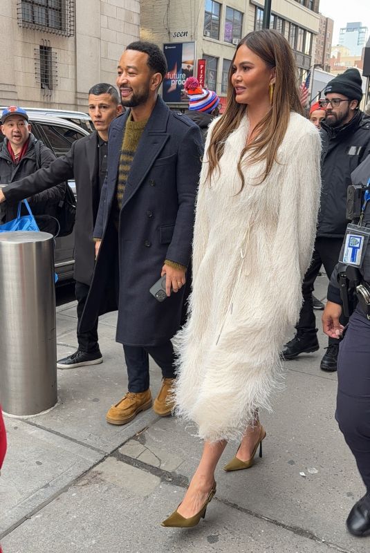 CHRISSY TEIGEN and John Legend Leaves Knicks Game on Christmas in New York 12/25/2025