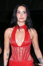 DEMI LOVATO Arrives at OBB Media Holiday Party in West Hollywood 12/13/2025