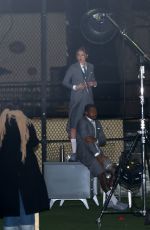 GIGI HADID on the Set of GQ Bowl x Thom Browne Commercial in New York City 12/17/2025