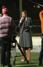 GIGI HADID on the Set of GQ Bowl x Thom Browne Commercial in New York City 12/17/2025