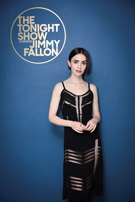 LILY COLLINS at Tonight Show Starring Jimmy Fallon 12/09/2025